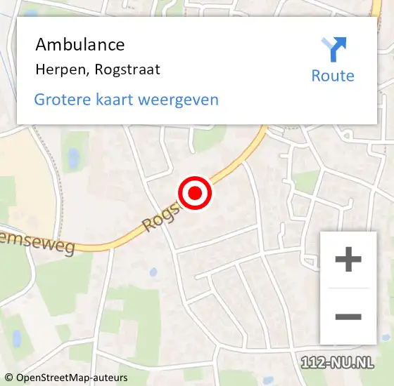 Locatie op kaart van de 112 melding: Ambulance Herpen, Rogstraat op 17 juli 2019 15:40