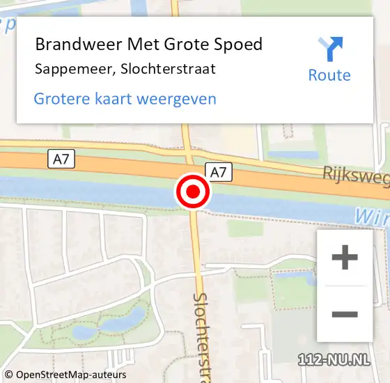 Locatie op kaart van de 112 melding: Brandweer Met Grote Spoed Naar Sappemeer, Slochterstraat op 17 juli 2019 16:16