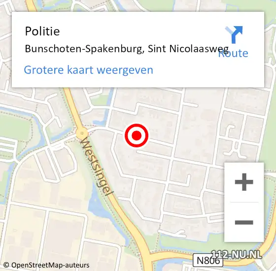 Locatie op kaart van de 112 melding: Politie Bunschoten-Spakenburg, Sint Nicolaasweg op 17 juli 2019 16:25