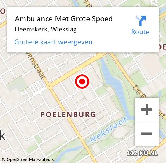 Locatie op kaart van de 112 melding: Ambulance Met Grote Spoed Naar Heemskerk, Wiekslag op 17 juli 2019 17:00