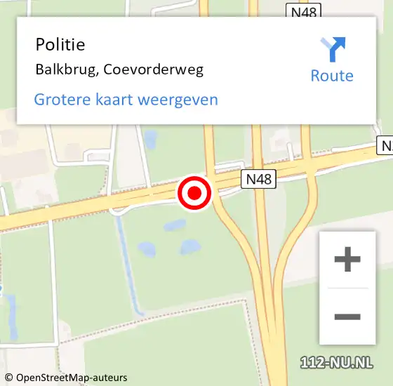 Locatie op kaart van de 112 melding: Politie Balkbrug, Coevorderweg op 17 juli 2019 17:10