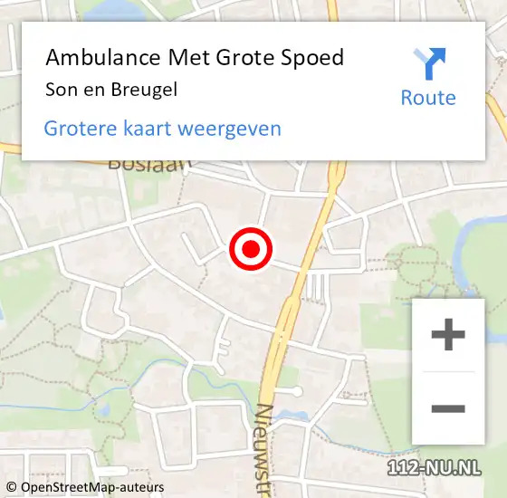 Locatie op kaart van de 112 melding: Ambulance Met Grote Spoed Naar Son en Breugel op 17 juli 2019 17:14