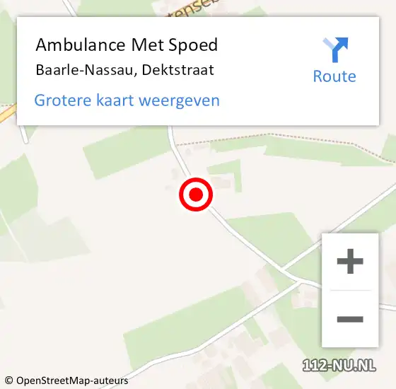 Locatie op kaart van de 112 melding: Ambulance Met Spoed Naar Baarle-Nassau, Dektstraat op 17 juli 2019 18:18