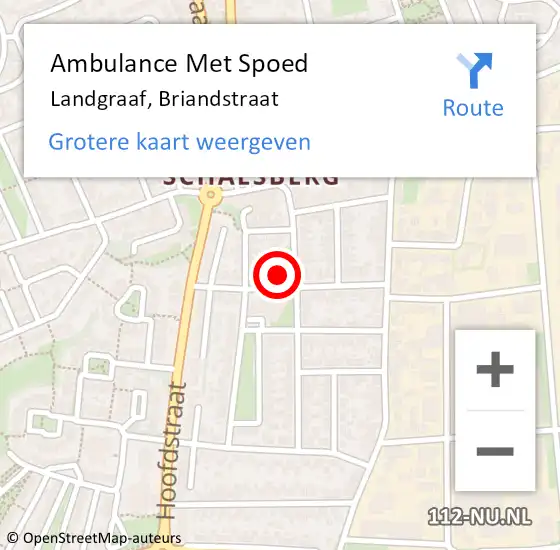Locatie op kaart van de 112 melding: Ambulance Met Spoed Naar Landgraaf, Briandstraat op 7 april 2014 19:46