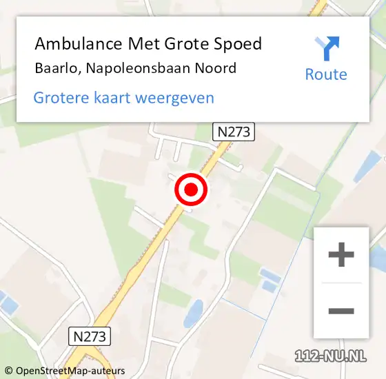 Locatie op kaart van de 112 melding: Ambulance Met Grote Spoed Naar Baarlo, Napoleonsbaan Noord op 17 juli 2019 18:59