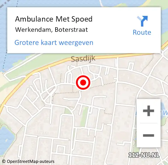 Locatie op kaart van de 112 melding: Ambulance Met Spoed Naar Werkendam, Boterstraat op 17 juli 2019 19:08