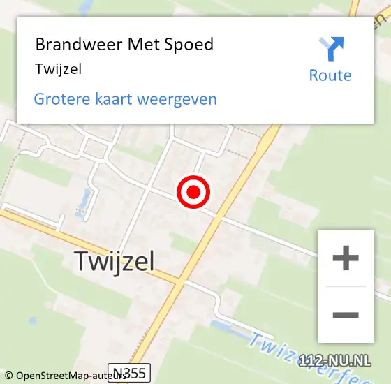 Locatie op kaart van de 112 melding: Brandweer Met Spoed Naar Twijzel op 17 juli 2019 19:48