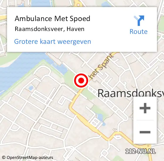 Locatie op kaart van de 112 melding: Ambulance Met Spoed Naar Raamsdonksveer, Haven op 17 juli 2019 19:57