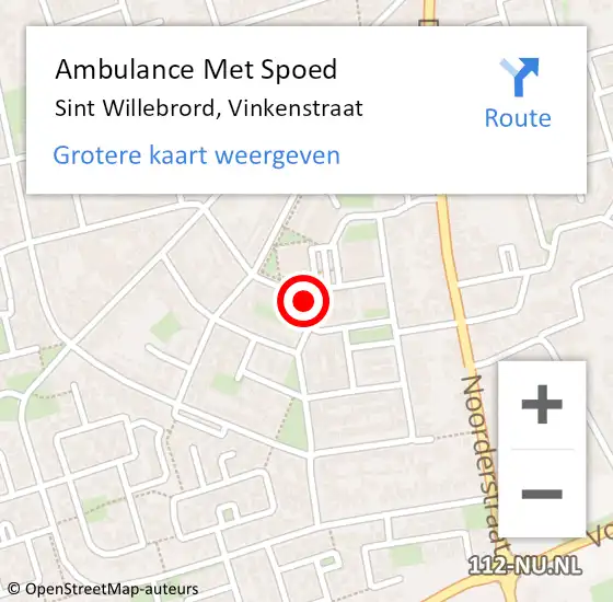 Locatie op kaart van de 112 melding: Ambulance Met Spoed Naar Sint Willebrord, Vinkenstraat op 17 juli 2019 20:52