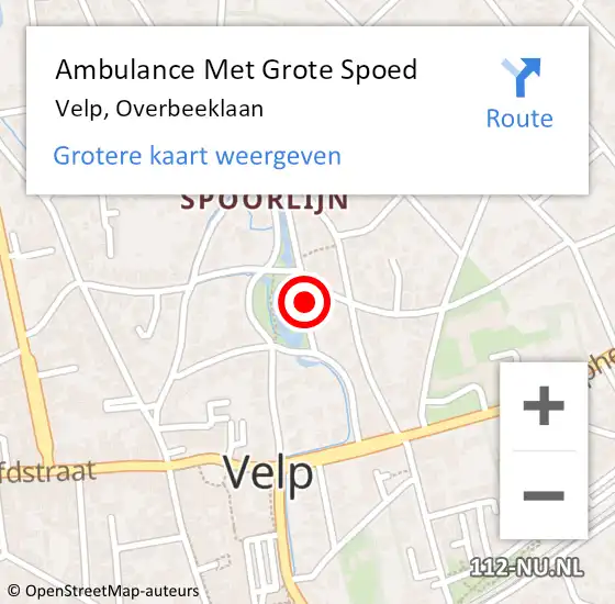 Locatie op kaart van de 112 melding: Ambulance Met Grote Spoed Naar Velp, Overbeeklaan op 17 juli 2019 21:10