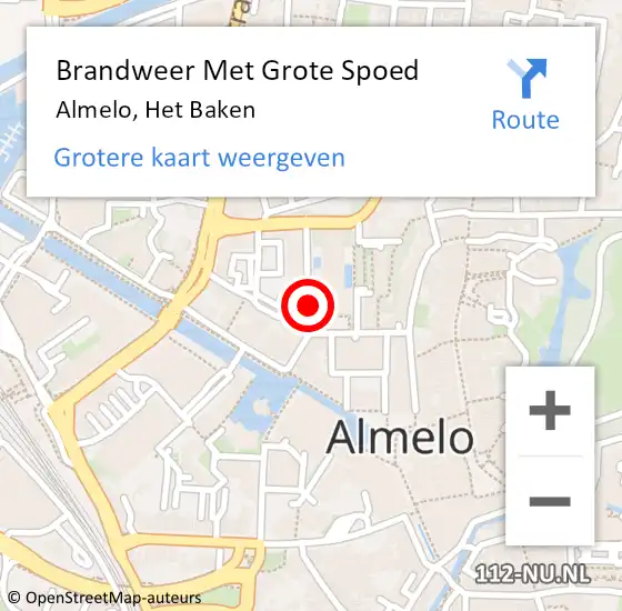 Locatie op kaart van de 112 melding: Brandweer Met Grote Spoed Naar Almelo, Het Baken op 17 juli 2019 21:52