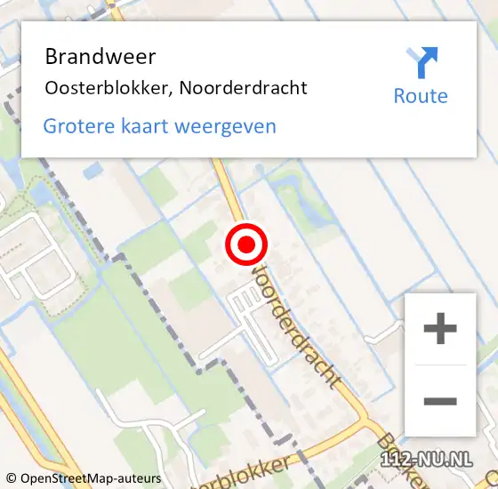 Locatie op kaart van de 112 melding: Brandweer Oosterblokker, Noorderdracht op 17 juli 2019 21:54