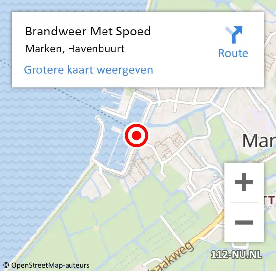 Locatie op kaart van de 112 melding: Brandweer Met Spoed Naar Marken, Havenbuurt op 17 juli 2019 22:28