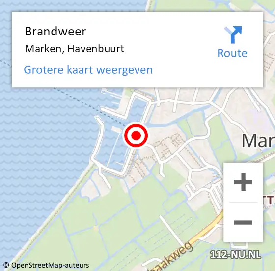 Locatie op kaart van de 112 melding: Brandweer Marken, Havenbuurt op 17 juli 2019 22:30