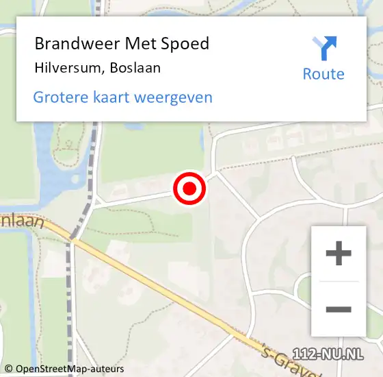 Locatie op kaart van de 112 melding: Brandweer Met Spoed Naar Hilversum, Boslaan op 17 juli 2019 23:33