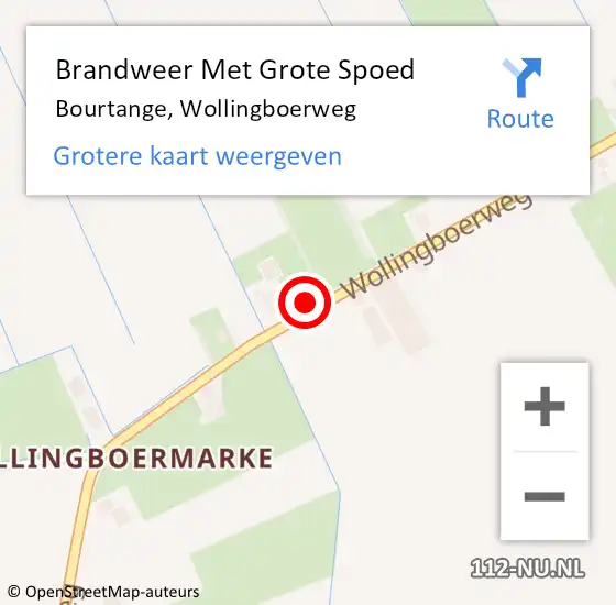 Locatie op kaart van de 112 melding: Brandweer Met Grote Spoed Naar Bourtange, Wollingboerweg op 18 juli 2019 00:29