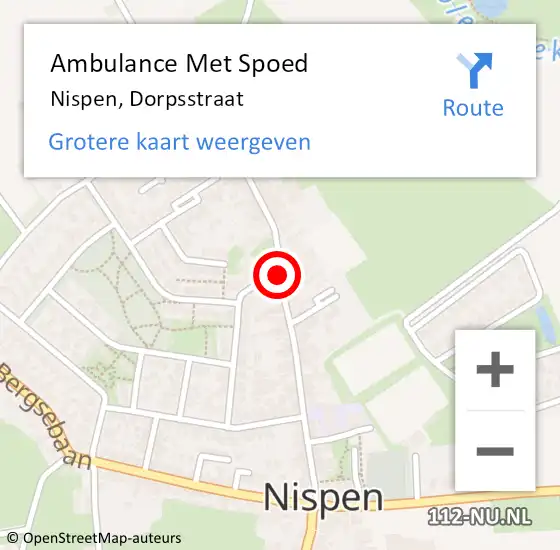 Locatie op kaart van de 112 melding: Ambulance Met Spoed Naar Nispen, Dorpsstraat op 18 juli 2019 01:04