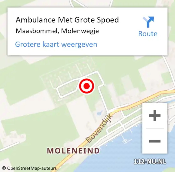 Locatie op kaart van de 112 melding: Ambulance Met Grote Spoed Naar Maasbommel, Molenwegje op 18 juli 2019 01:13