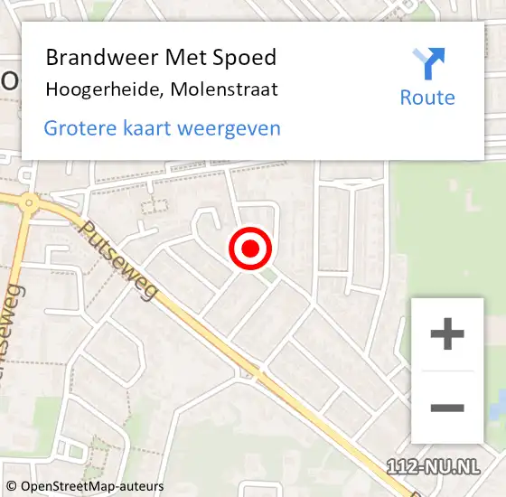 Locatie op kaart van de 112 melding: Brandweer Met Spoed Naar Hoogerheide, Molenstraat op 18 juli 2019 01:41
