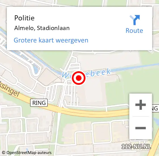 Locatie op kaart van de 112 melding: Politie Almelo, Stadionlaan op 18 juli 2019 03:01