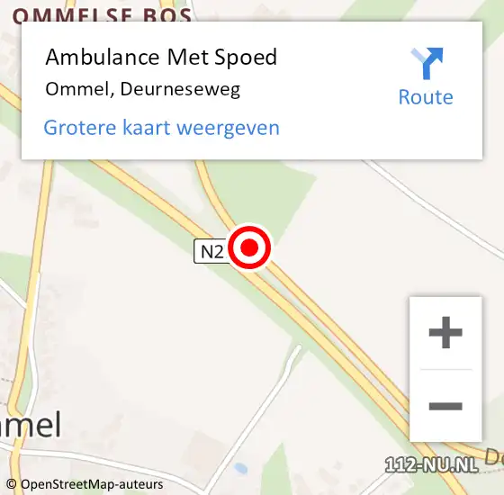 Locatie op kaart van de 112 melding: Ambulance Met Spoed Naar Ommel, Deurneseweg op 18 juli 2019 03:31