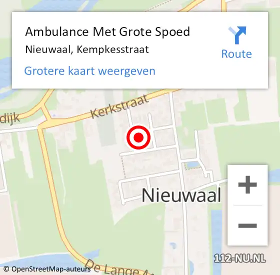 Locatie op kaart van de 112 melding: Ambulance Met Grote Spoed Naar Nieuwaal, Kempkesstraat op 7 april 2014 20:25