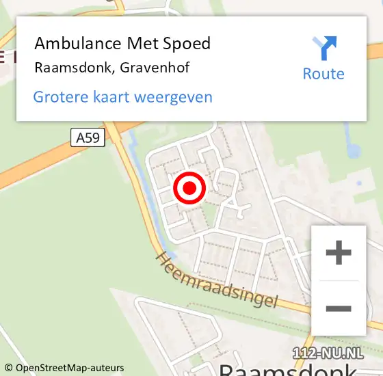 Locatie op kaart van de 112 melding: Ambulance Met Spoed Naar Raamsdonk, Gravenhof op 18 juli 2019 08:31