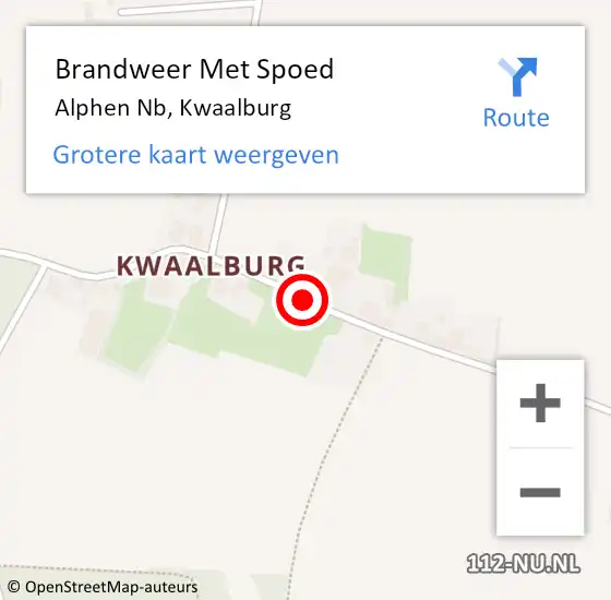 Locatie op kaart van de 112 melding: Brandweer Met Spoed Naar Alphen Nb, Kwaalburg op 18 juli 2019 08:33