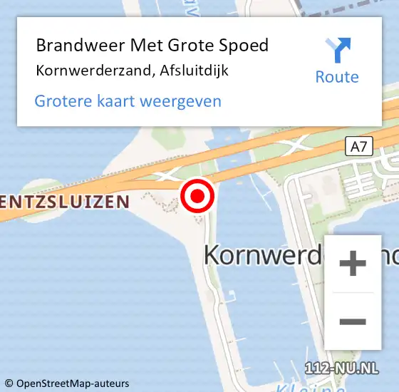 Locatie op kaart van de 112 melding: Brandweer Met Grote Spoed Naar Kornwerderzand, Afsluitdijk op 18 juli 2019 09:00