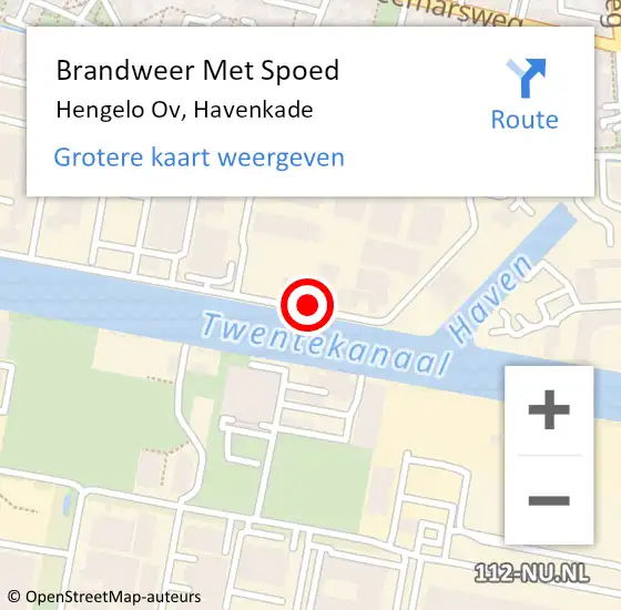 Locatie op kaart van de 112 melding: Brandweer Met Spoed Naar Hengelo Ov, Havenkade op 18 juli 2019 09:00