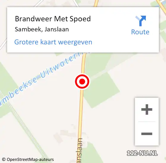 Locatie op kaart van de 112 melding: Brandweer Met Spoed Naar Sambeek, Janslaan op 18 juli 2019 09:22