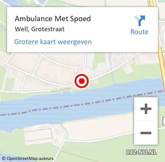 Locatie op kaart van de 112 melding: Ambulance Met Spoed Naar Well, Grotestraat op 18 juli 2019 09:30