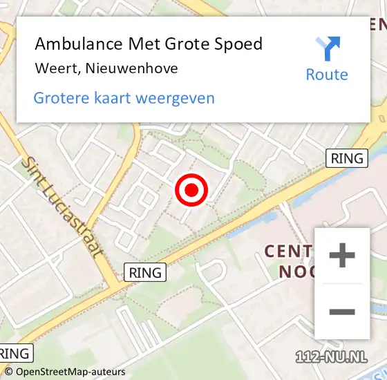 Locatie op kaart van de 112 melding: Ambulance Met Grote Spoed Naar Weert, Nieuwenhove op 18 juli 2019 10:17