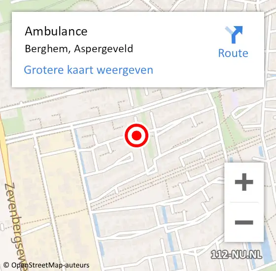 Locatie op kaart van de 112 melding: Ambulance Berghem, Aspergeveld op 18 juli 2019 11:12