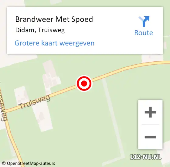 Locatie op kaart van de 112 melding: Brandweer Met Spoed Naar Didam, Truisweg op 18 juli 2019 11:19