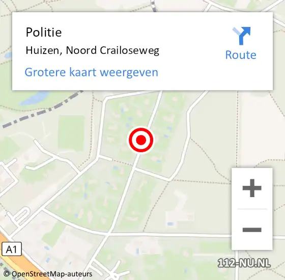 Locatie op kaart van de 112 melding: Politie Huizen, Noord Crailoseweg op 18 juli 2019 11:24