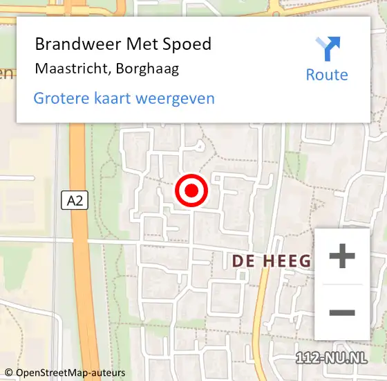 Locatie op kaart van de 112 melding: Brandweer Met Spoed Naar Maastricht, Borghaag op 18 juli 2019 11:49