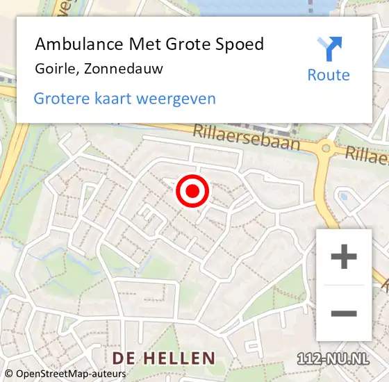 Locatie op kaart van de 112 melding: Ambulance Met Grote Spoed Naar Goirle, Zonnedauw op 18 juli 2019 12:06