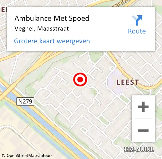 Locatie op kaart van de 112 melding: Ambulance Met Spoed Naar Veghel, Maasstraat op 18 juli 2019 12:08