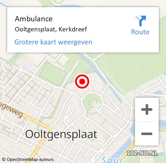 Locatie op kaart van de 112 melding: Ambulance Ooltgensplaat, Kerkdreef op 18 juli 2019 12:50