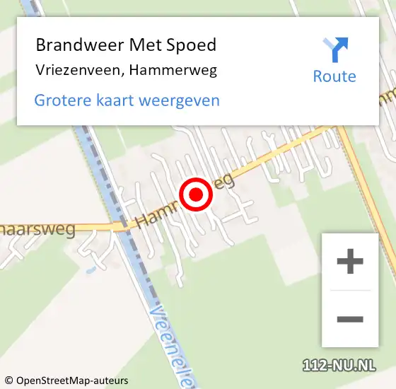 Locatie op kaart van de 112 melding: Brandweer Met Spoed Naar Vriezenveen, Hammerweg op 18 juli 2019 13:44