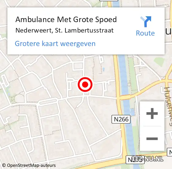 Locatie op kaart van de 112 melding: Ambulance Met Grote Spoed Naar Nederweert, St. Lambertusstraat op 7 april 2014 21:29