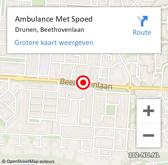 Locatie op kaart van de 112 melding: Ambulance Met Spoed Naar Drunen, Beethovenlaan op 18 juli 2019 15:50
