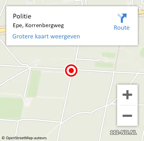 Locatie op kaart van de 112 melding: Politie Epe, Korrenbergweg op 18 juli 2019 15:59