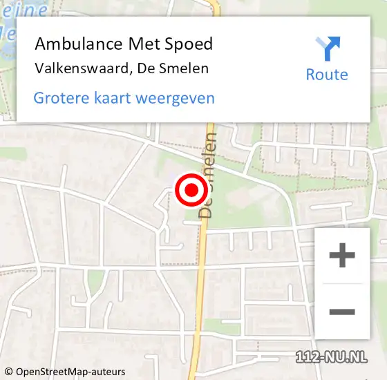 Locatie op kaart van de 112 melding: Ambulance Met Spoed Naar Valkenswaard, De Smelen op 18 juli 2019 16:32