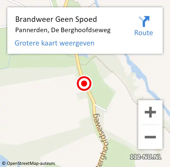 Locatie op kaart van de 112 melding: Brandweer Geen Spoed Naar Pannerden, De Berghoofdseweg op 18 juli 2019 16:40