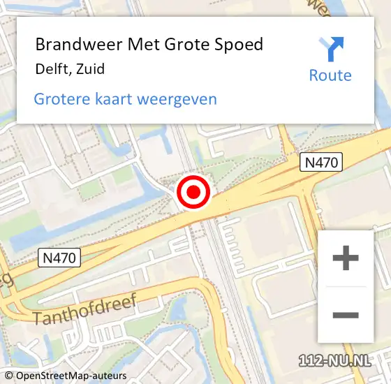 Locatie op kaart van de 112 melding: Brandweer Met Grote Spoed Naar Delft, Zuid op 18 juli 2019 16:42