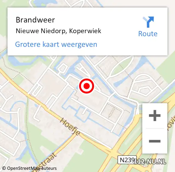 Locatie op kaart van de 112 melding: Brandweer Nieuwe Niedorp, Koperwiek op 18 juli 2019 17:00