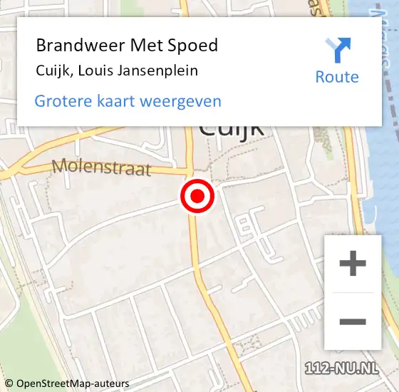 Locatie op kaart van de 112 melding: Brandweer Met Spoed Naar Cuijk, Louis Jansenplein op 18 juli 2019 17:00