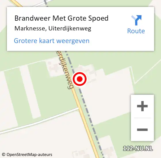 Locatie op kaart van de 112 melding: Brandweer Met Grote Spoed Naar Marknesse, Uiterdijkenweg op 7 april 2014 21:35